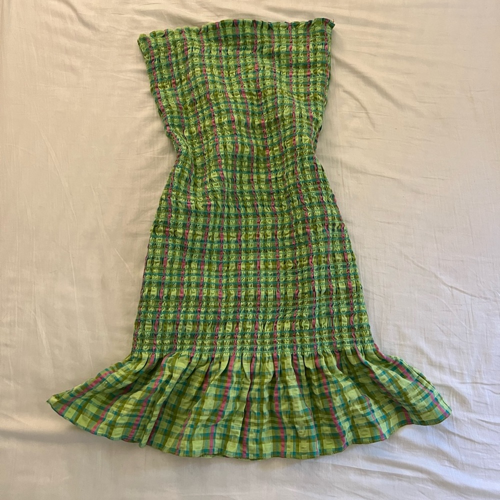 Ruched strapless bodycon dress